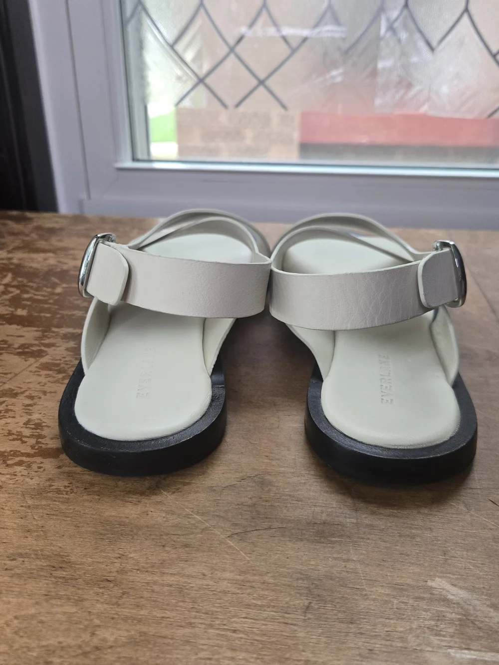 Everlane The City Crossover Sandal Parchment Cream Leather Sz 8.5